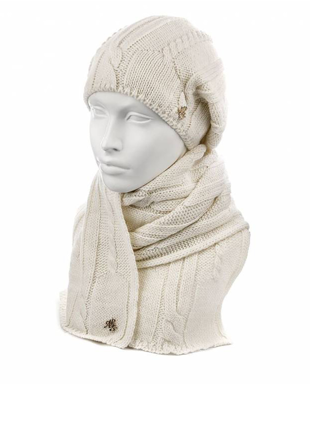 Белый зимний комплект (шапка, шарф) Atrics