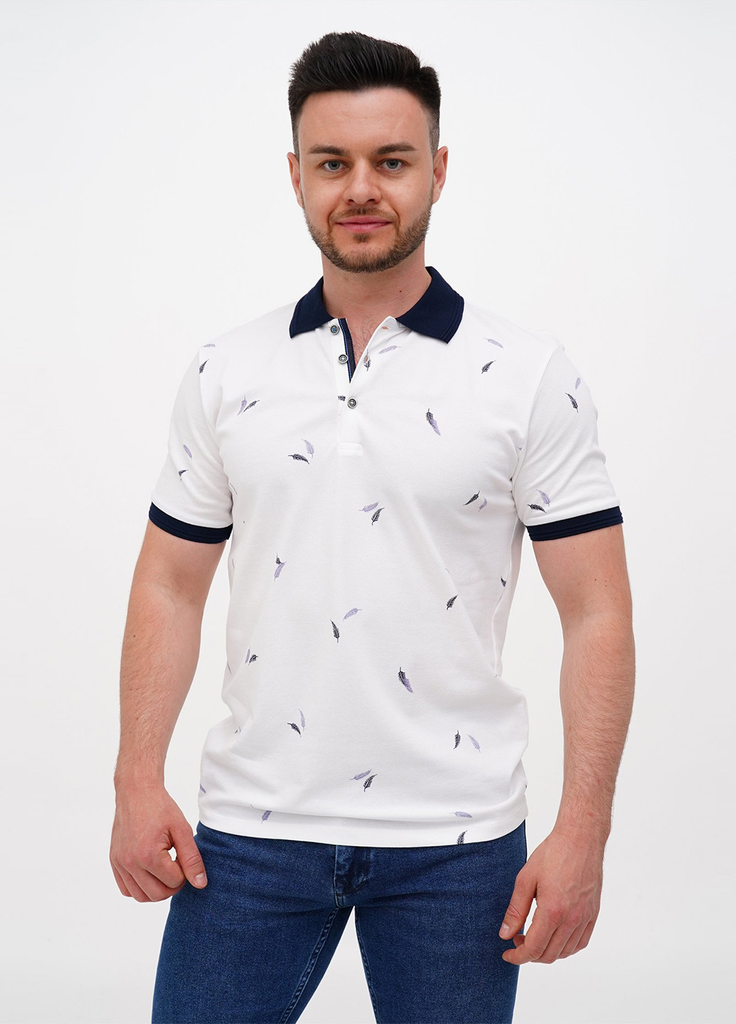 Белая футболка-поло для мужчин Trend Collection с рисунком