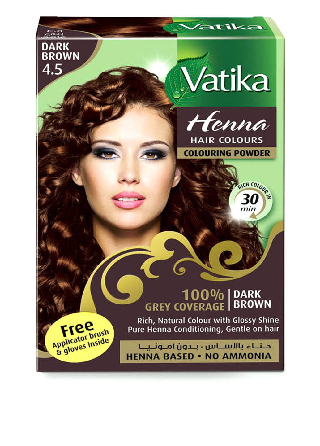 Фарба для волосся на основі хни VATIKA Каштанова 6 * 10 г Dabur (16880257)