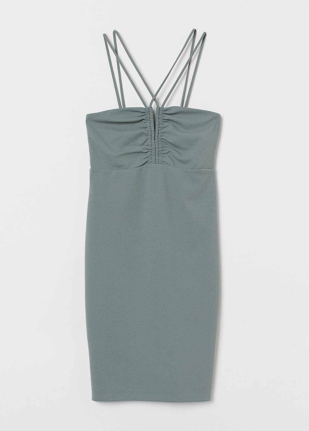 Зеленое кэжуал облегающее платье-футляр H&M однотонное