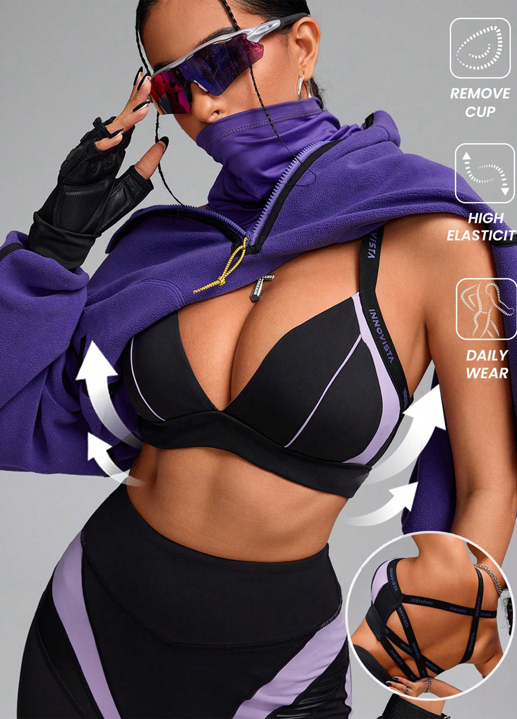 Чёрный бюстгальтер SHEIN без косточек полиамид