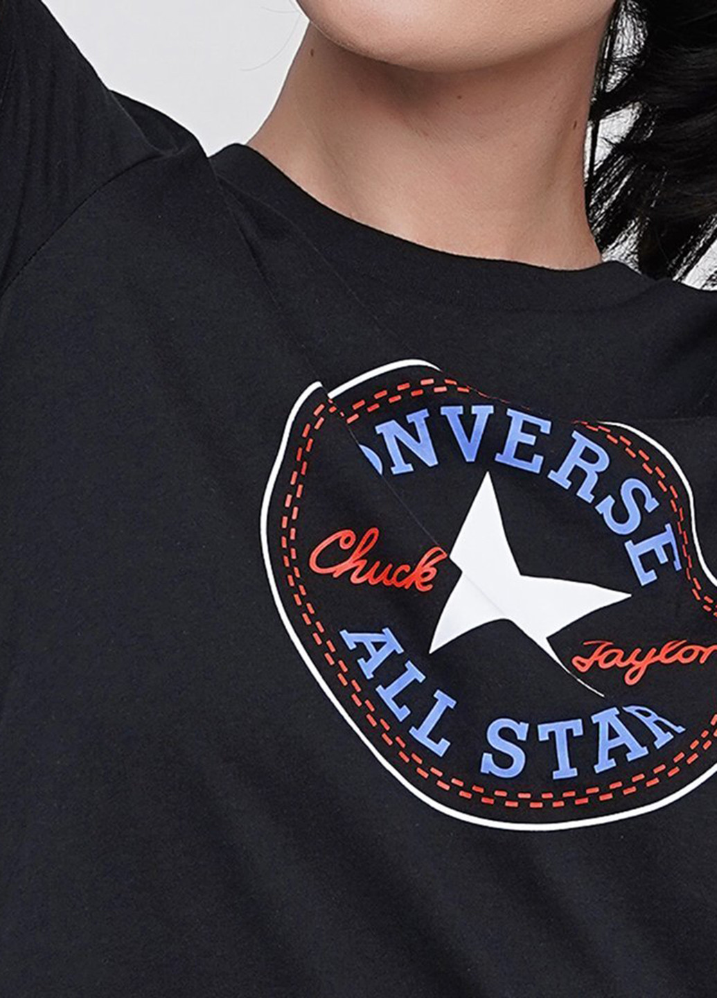 Черная летняя футболка Converse Chuck Patch Nova Tee