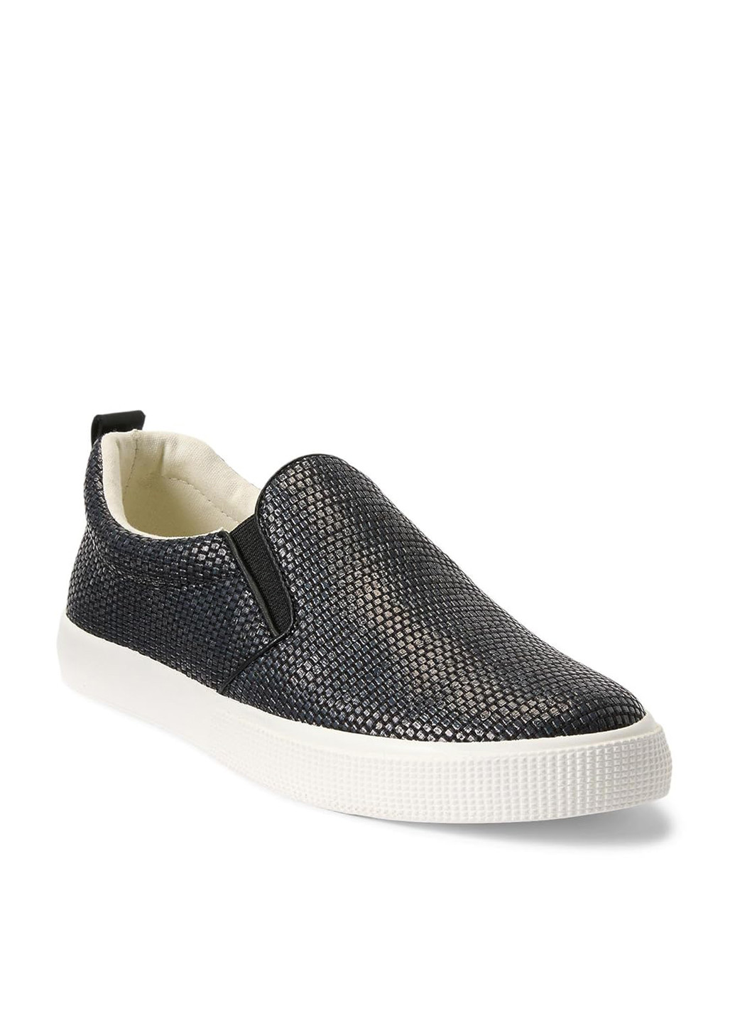 Черные слипоны Ralph Lauren с тиснением, с логотипом, с белой подошвой однотонные