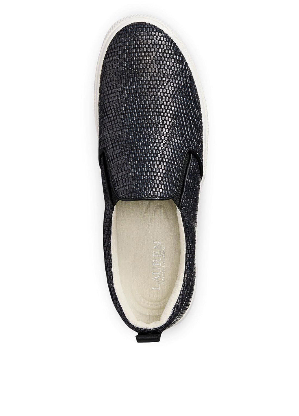Черные слипоны Ralph Lauren с тиснением, с логотипом, с белой подошвой однотонные