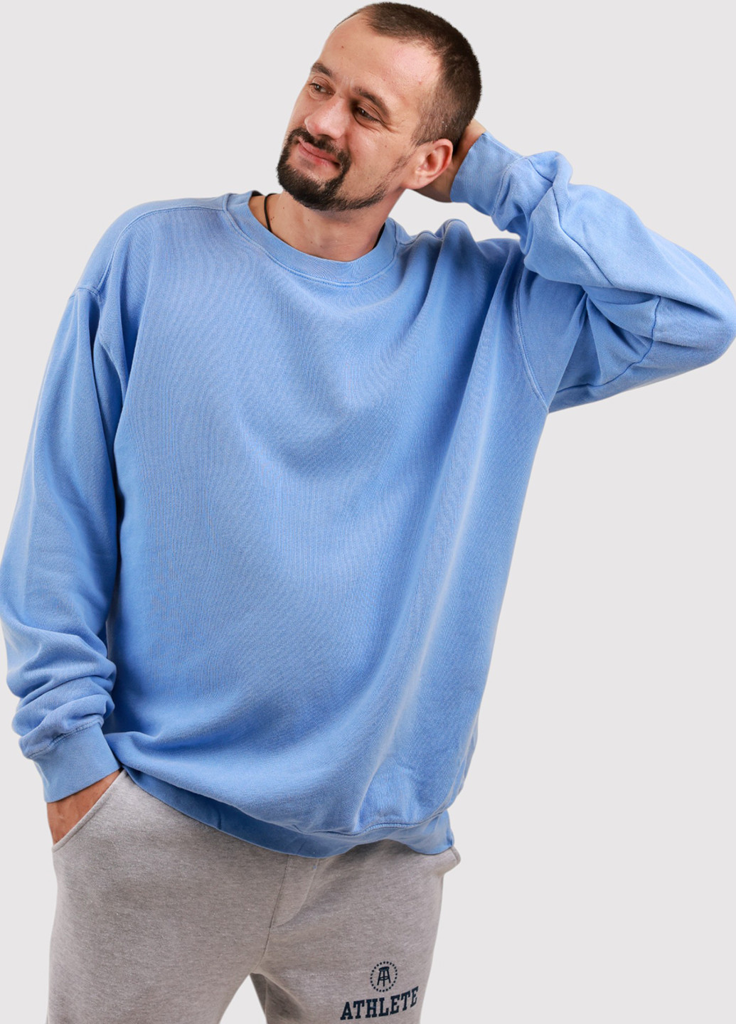 Голубой свитшот Blue 84 однотонный без декора (361422136)