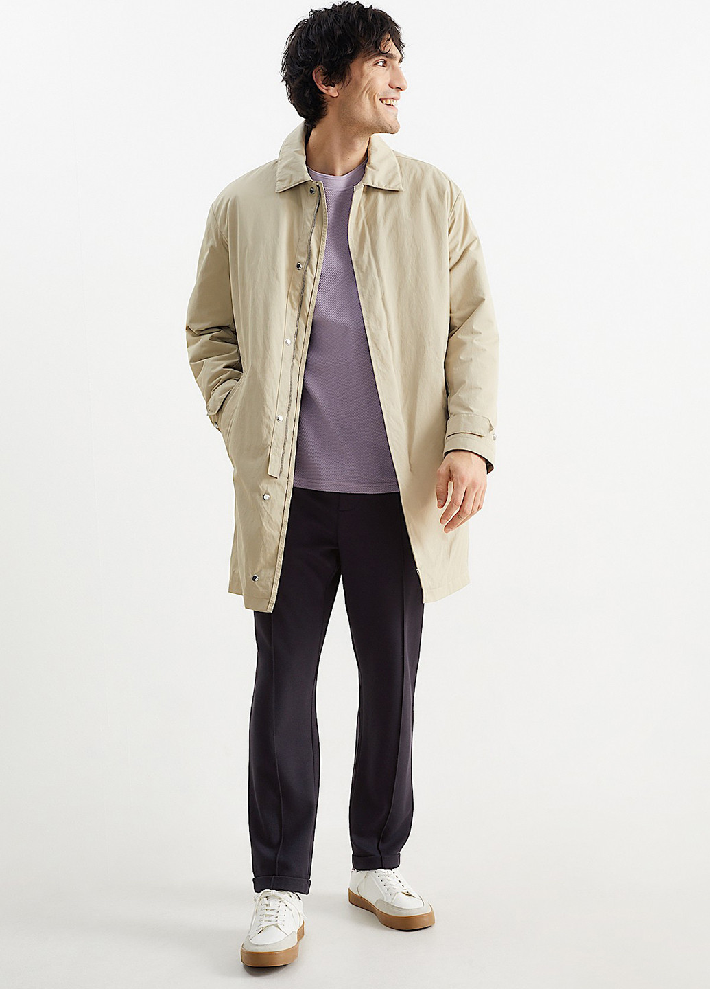 Темно-синие кэжуал демисезонные зауженные брюки C&A