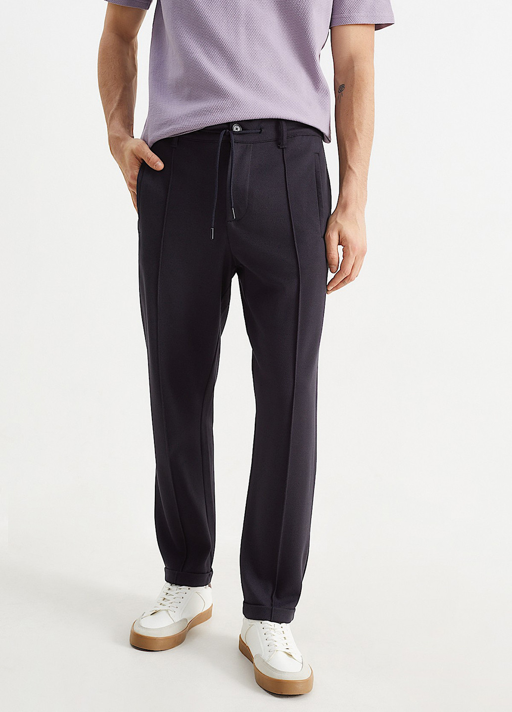 Темно-синие кэжуал демисезонные зауженные брюки C&A