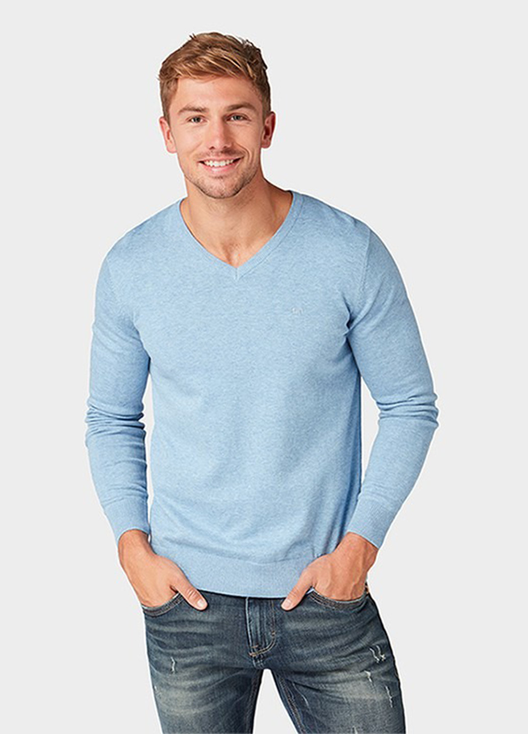 Голубой демисезонный пуловер пуловер Tom Tailor