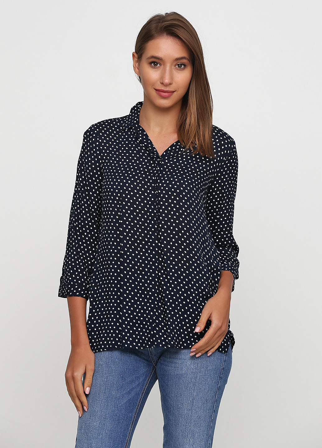 Темно-синяя кэжуал рубашка в горошек Zara