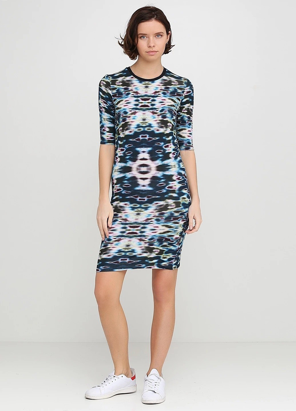 Индиго кэжуал платье силуэтная Monki с абстрактным узором