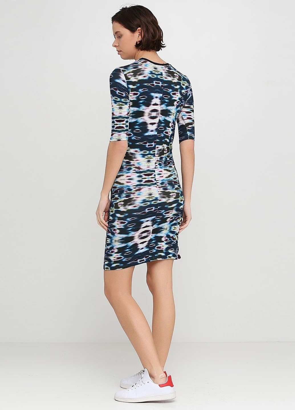Индиго кэжуал платье силуэтная Monki с абстрактным узором