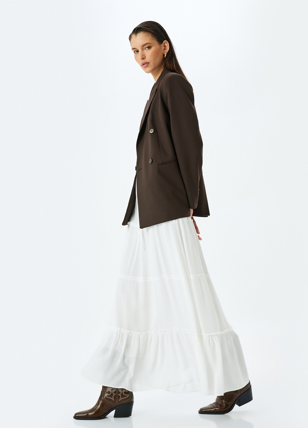 Белая кэжуал однотонная юбка KOTON клешированная