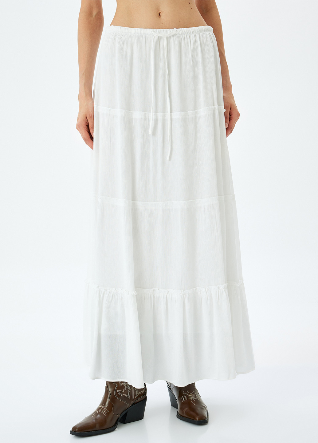 Белая кэжуал однотонная юбка KOTON клешированная