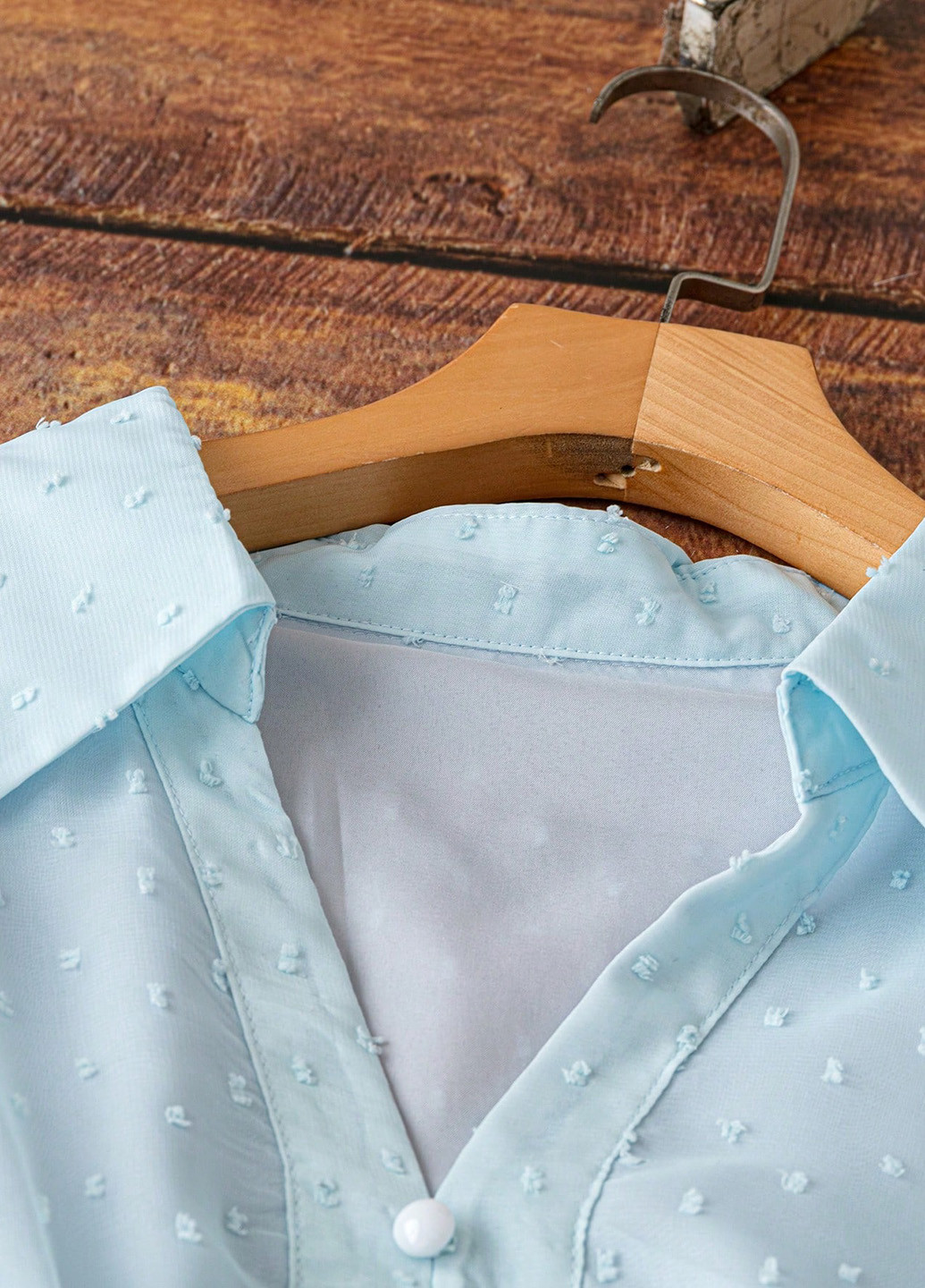 Голубое кэжуал платье клеш, рубашка SHEIN однотонное