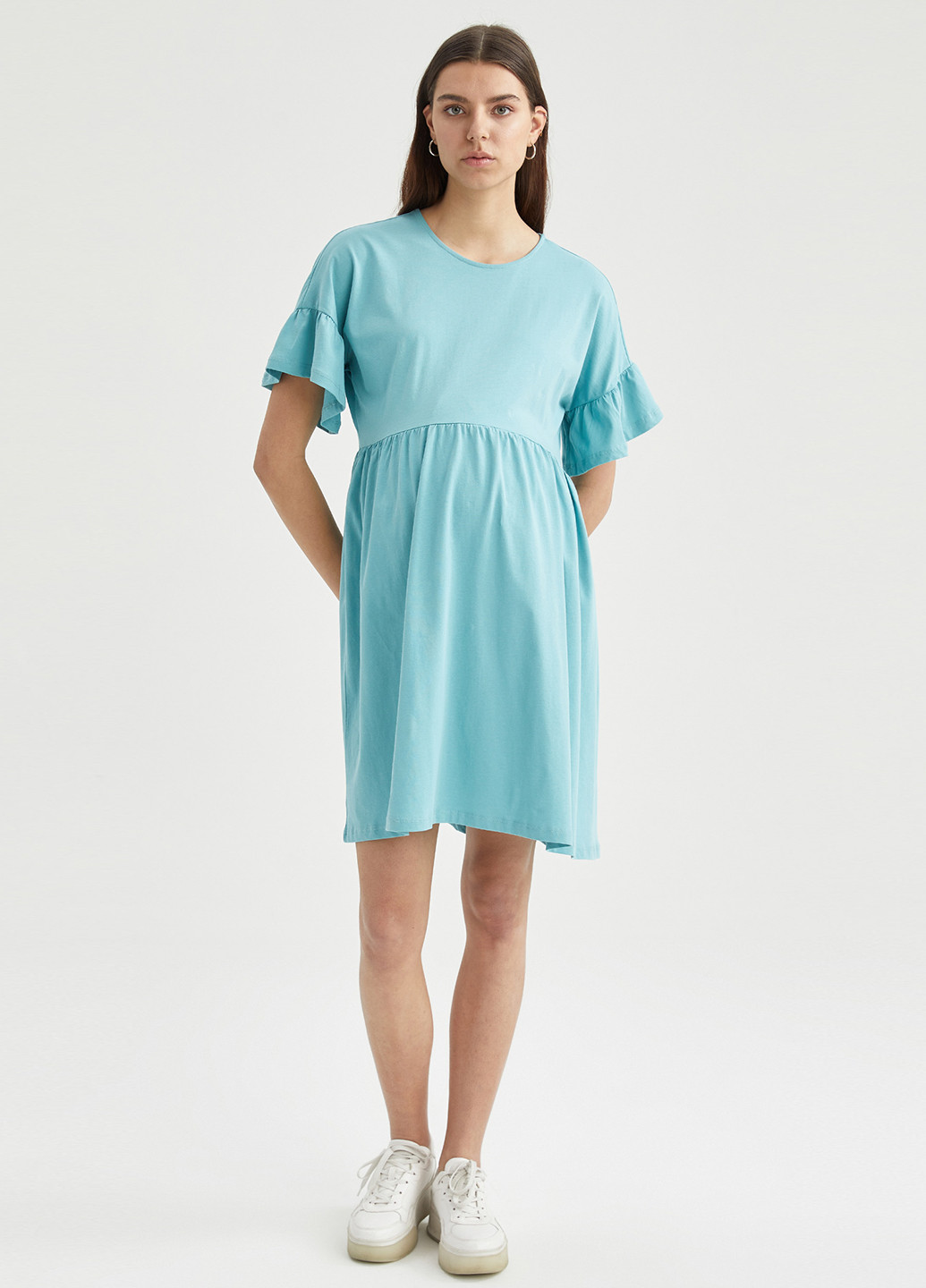 Мятное кэжуал платье для беременных оверсайз DeFacto