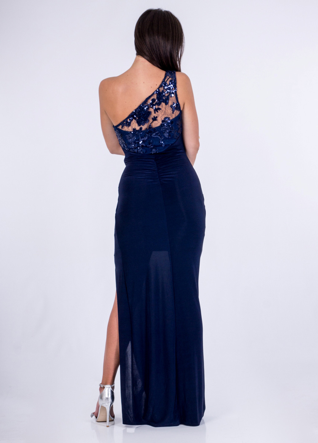 Темно-синя вечірня плаття, сукня на одне плече Lipsy однотонна