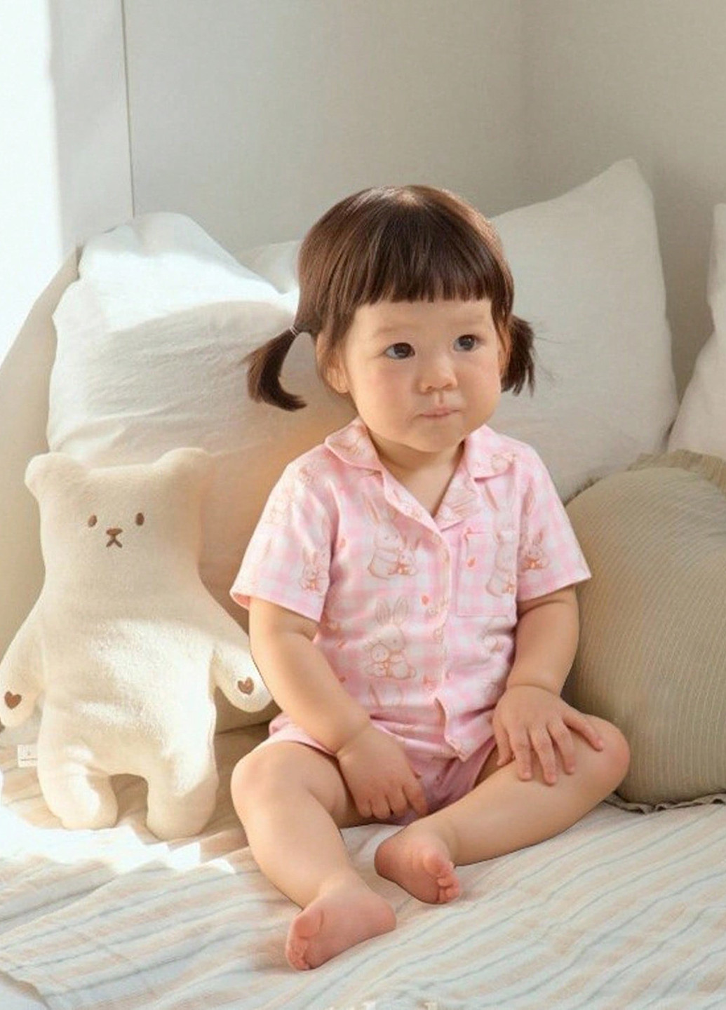 Світло-рожева всесезон піжама (сорочка, шорти) сорочка + шорти SHEIN