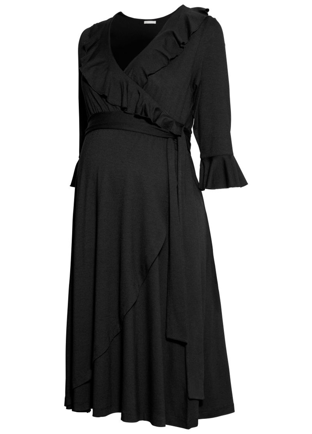 Черное кэжуал платье для беременных на запах H&M однотонное