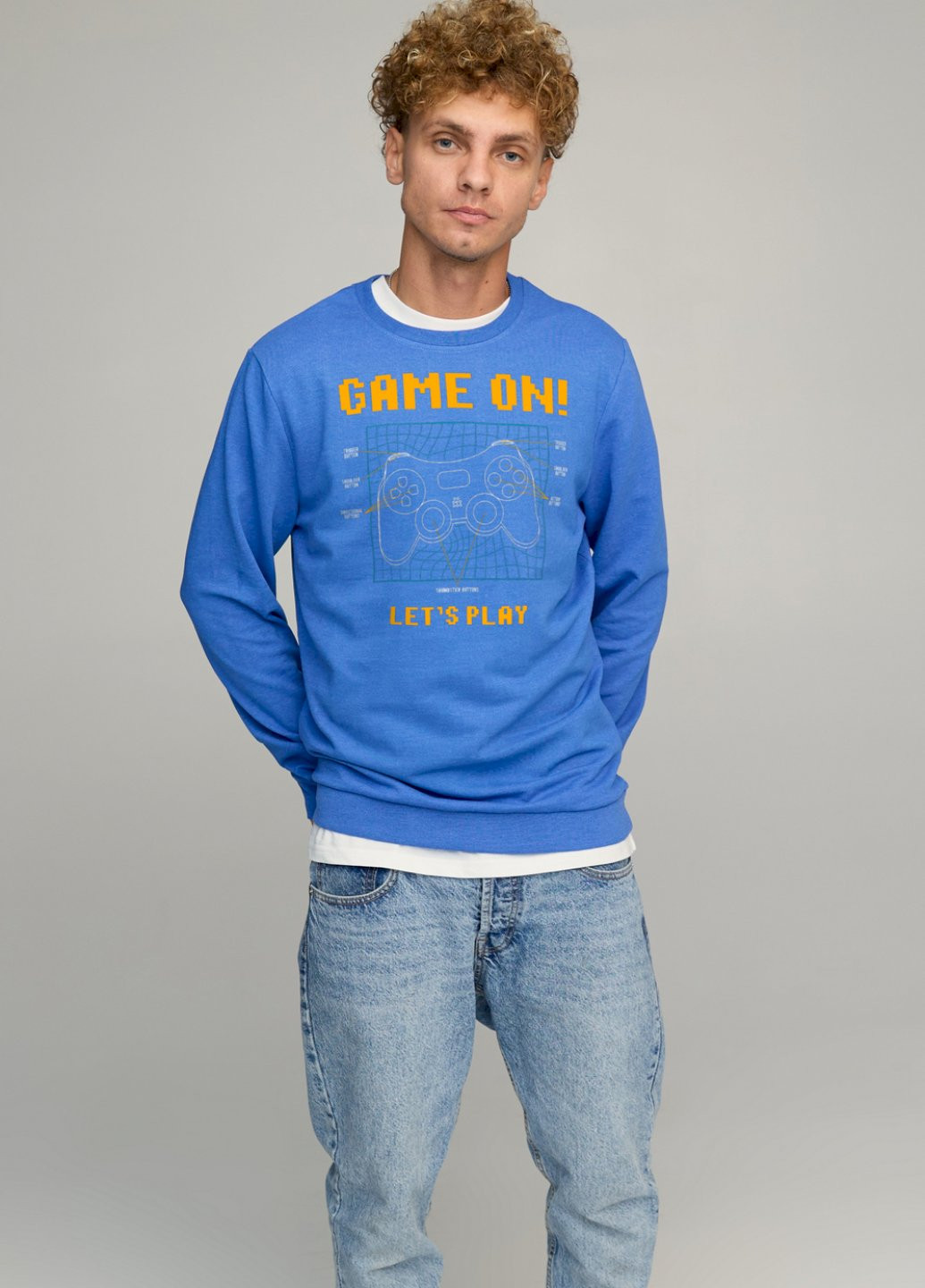 Блакитний світшот чоловічий basic /no flis/ YAPPI (252386431)