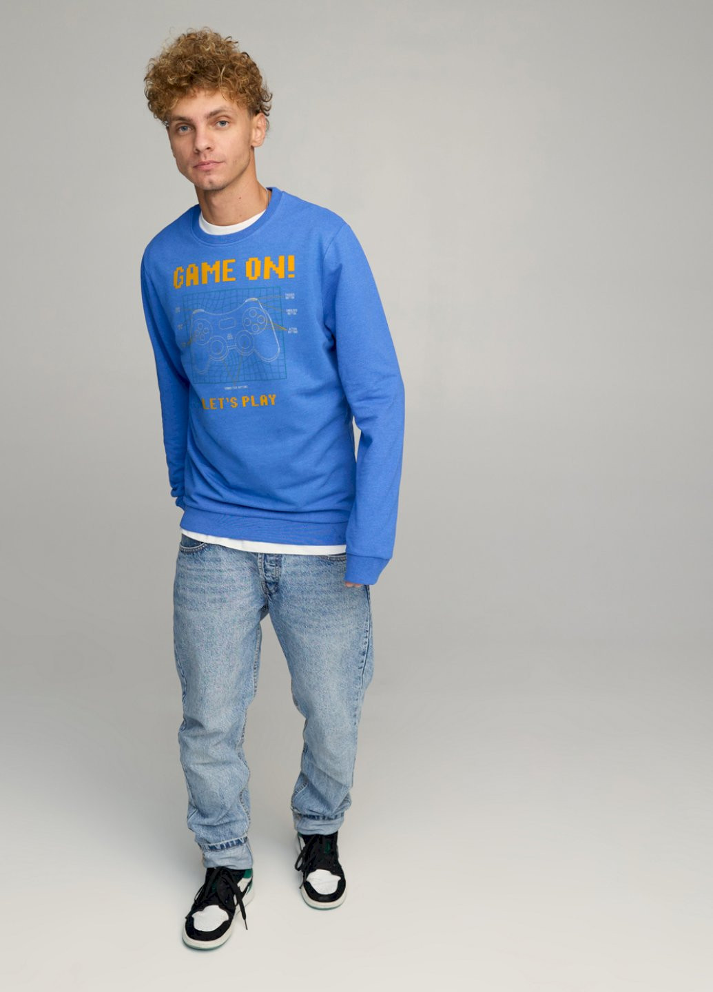 Блакитний світшот чоловічий basic /no flis/ YAPPI (252386431)