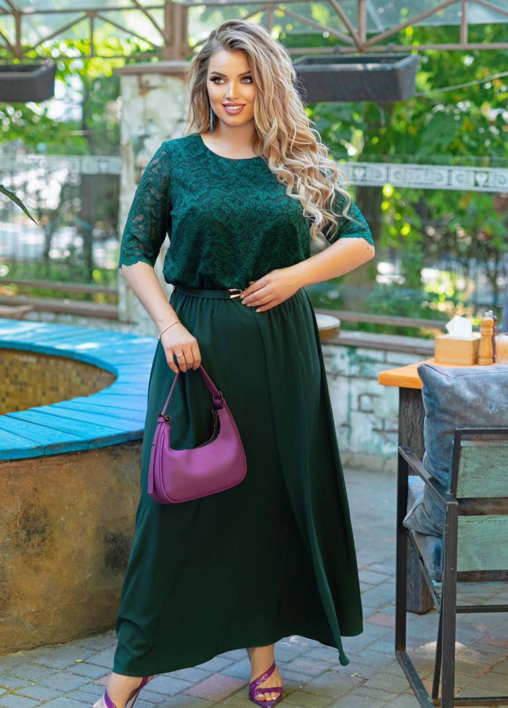 Зеленое кэжуал длинное платье дарина зеленое Tatiana однотонное