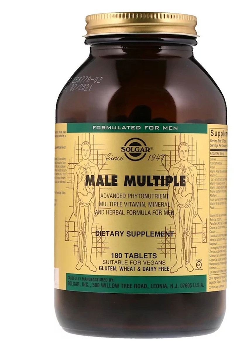 Мультивітаміни для Чоловіків, Male Multiple,, 180 таблеток Solgar