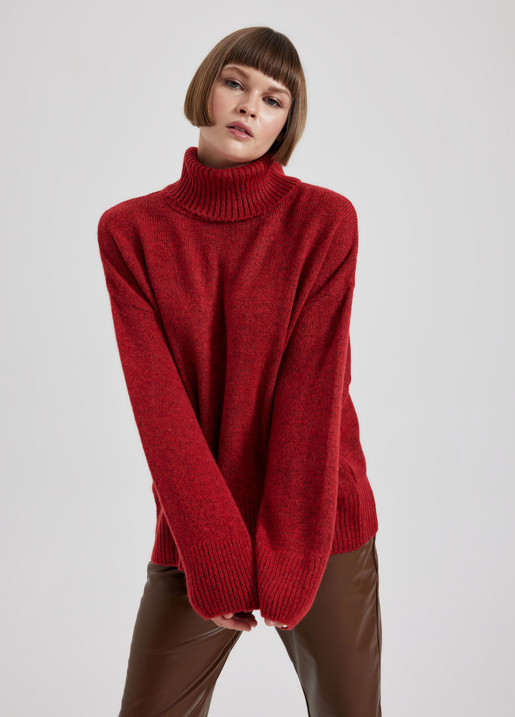 Темно-червоний зимовий светр DeFacto