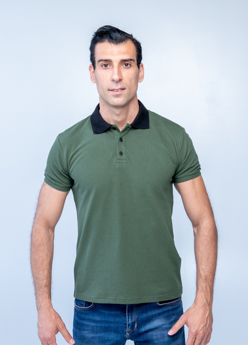 Оливковая (хаки) футболка-футболка поло мужская для мужчин TvoePolo