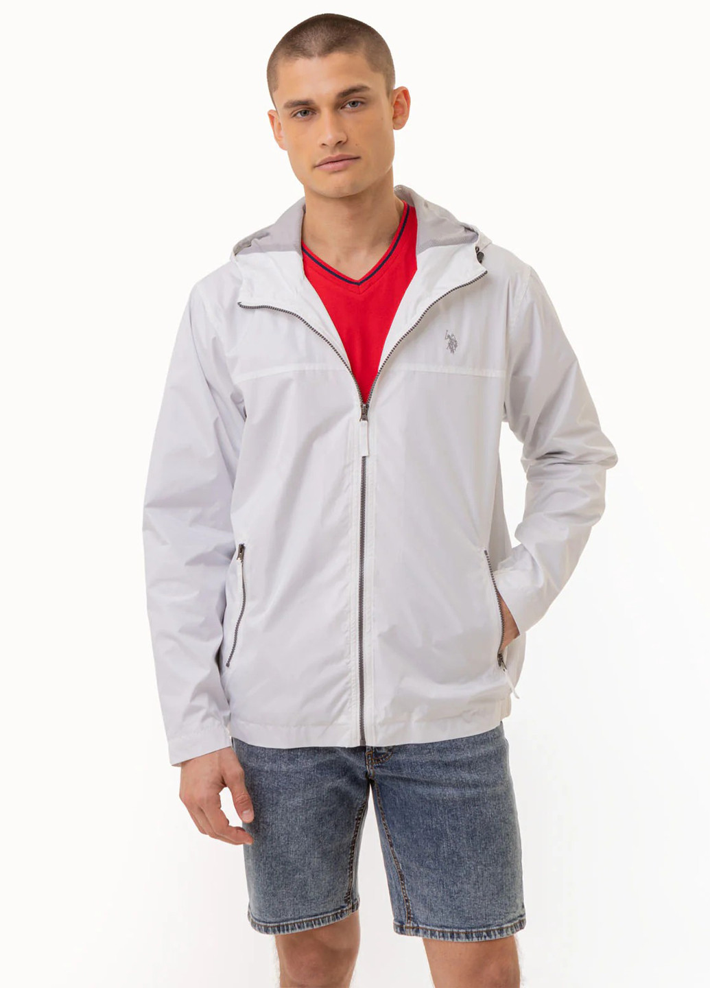 Белая демисезонная ветровка U.S. Polo Assn.