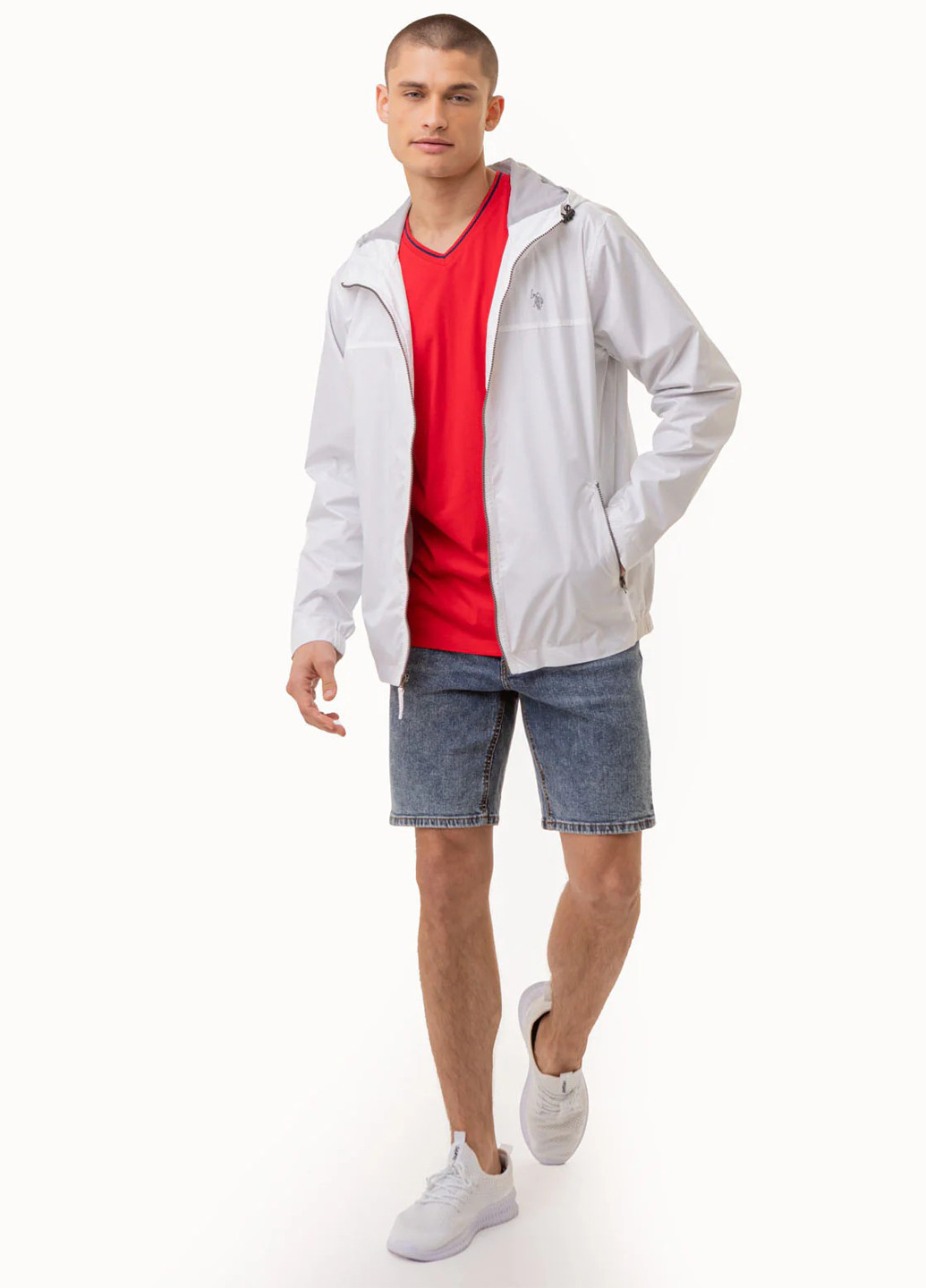 Белая демисезонная ветровка U.S. Polo Assn.