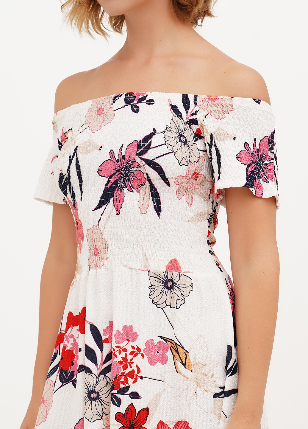 Білий кежуал сукня кльош Imperial з квітковим принтом