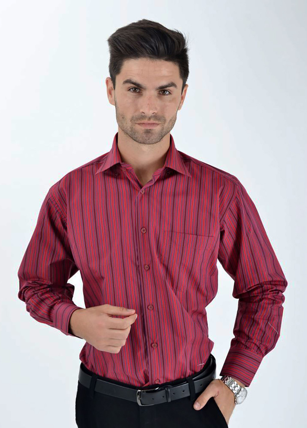 Красная кэжуал рубашка в полоску Ager с длинным рукавом