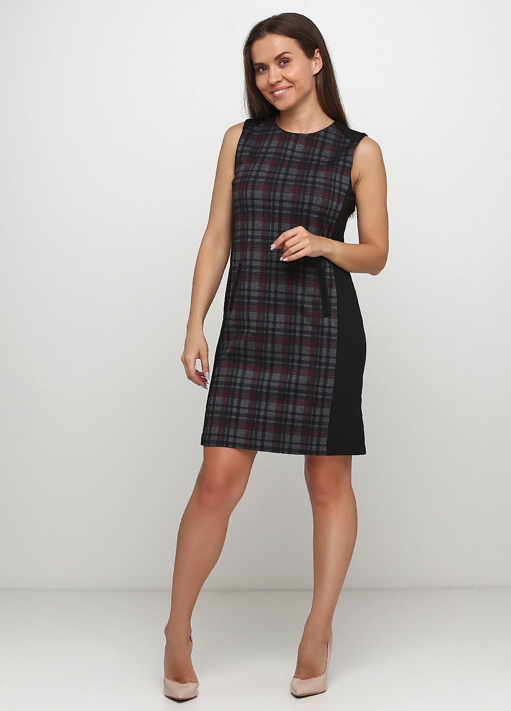 Комбинированное кэжуал платье футляр Everis в клетку