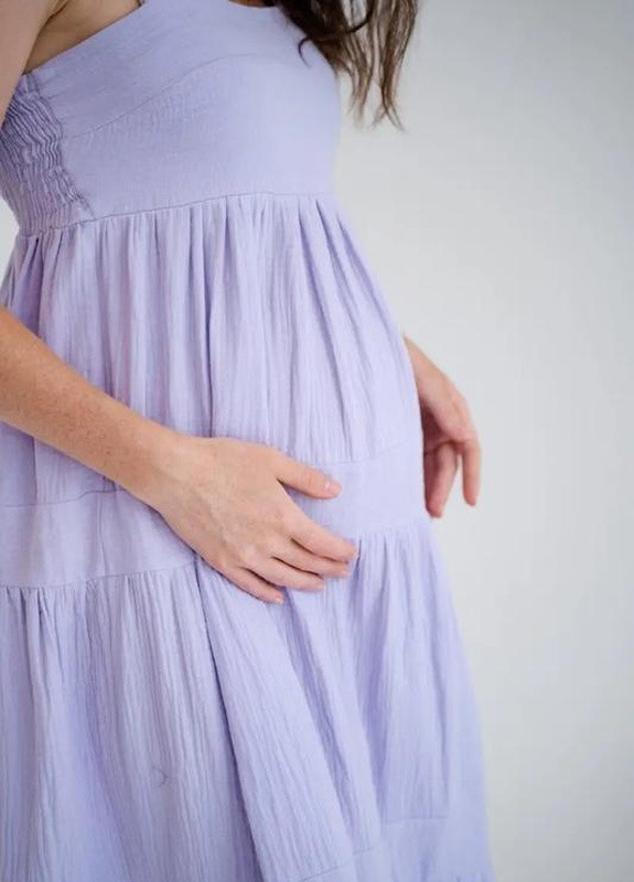 Мусліновий сарафан для вагітних регульовані бретельки хакі To Be (238473632)