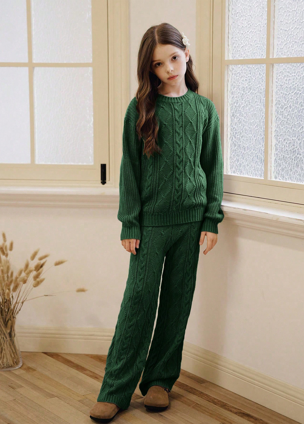 Темно-зелений демісезонний костюм (джемпер, штани) брючний SHEIN