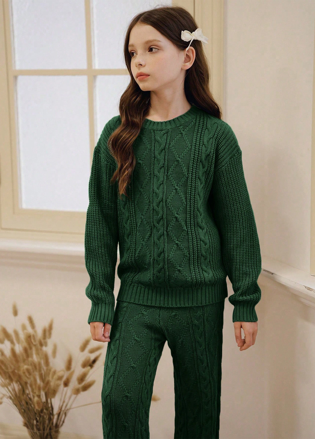 Темно-зелений демісезонний костюм (джемпер, штани) брючний SHEIN