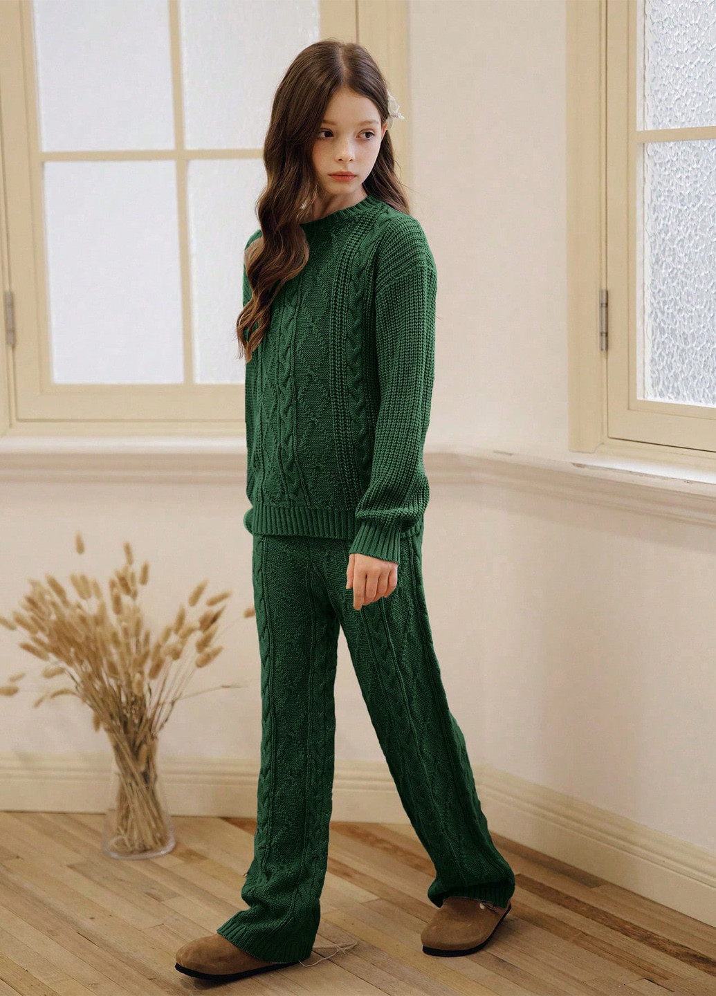 Темно-зелений демісезонний костюм (джемпер, штани) брючний SHEIN