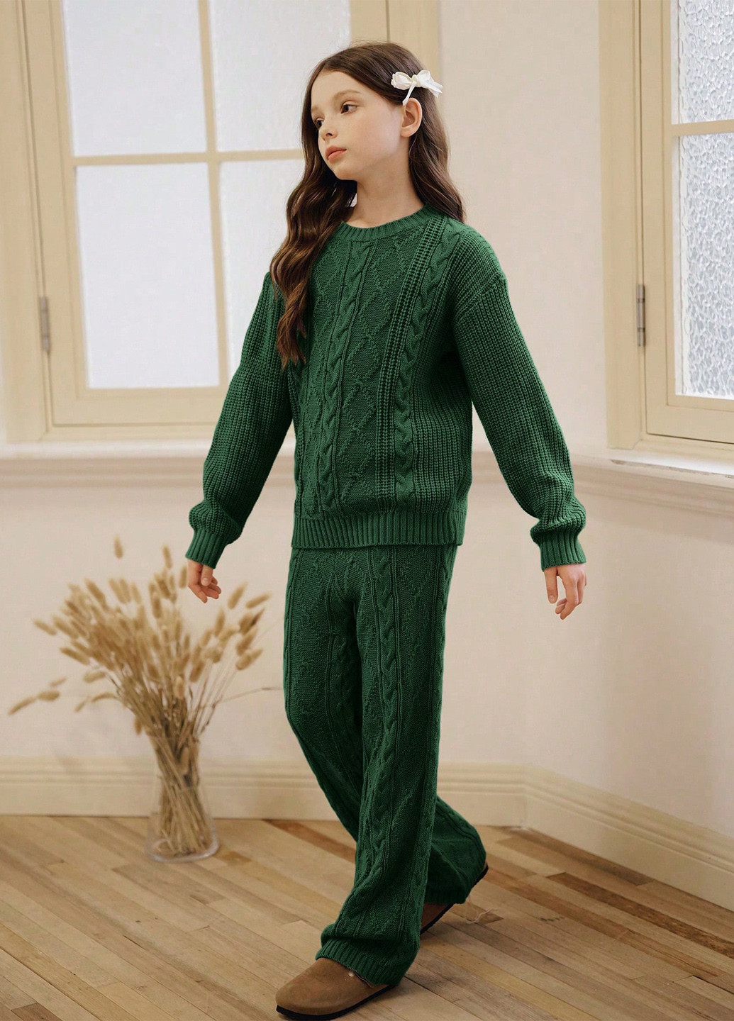 Темно-зелений демісезонний костюм (джемпер, штани) брючний SHEIN