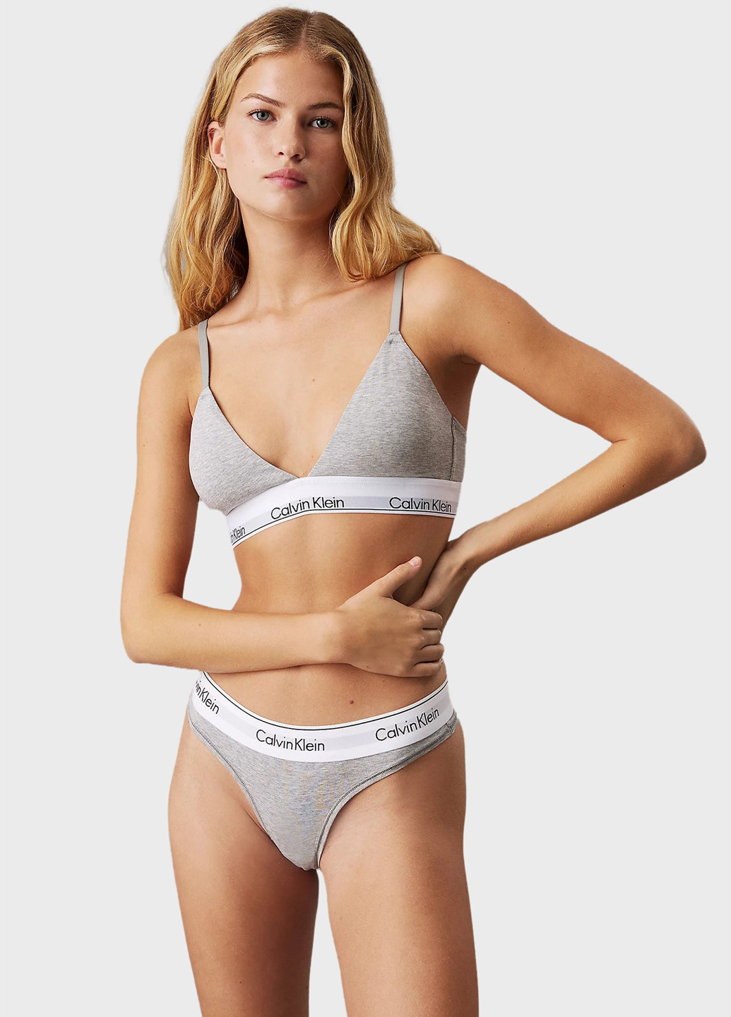 Сірий тріенджел бюстгальтер Calvin Klein без кісточок бавовна