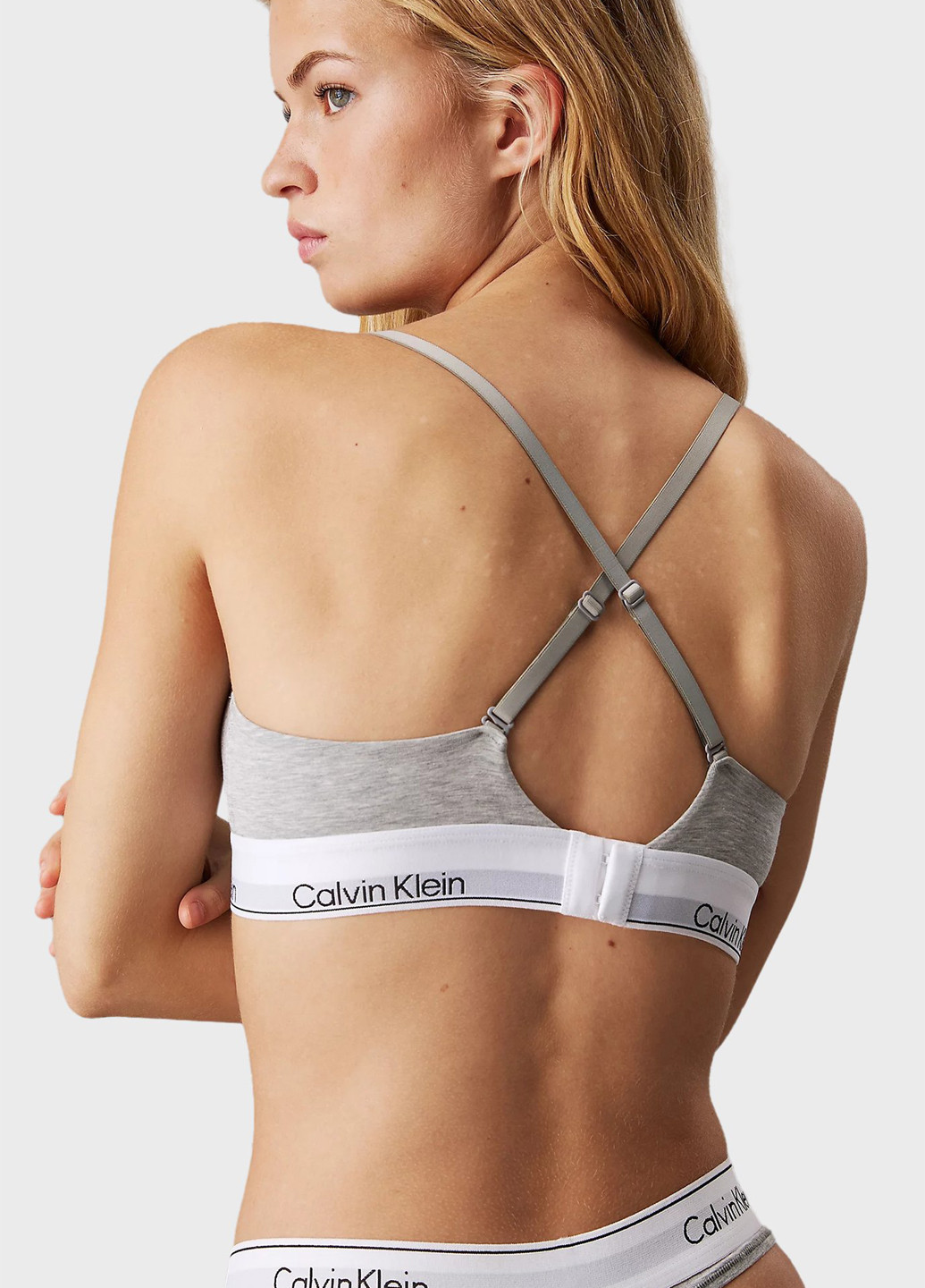 Сірий тріенджел бюстгальтер Calvin Klein без кісточок бавовна
