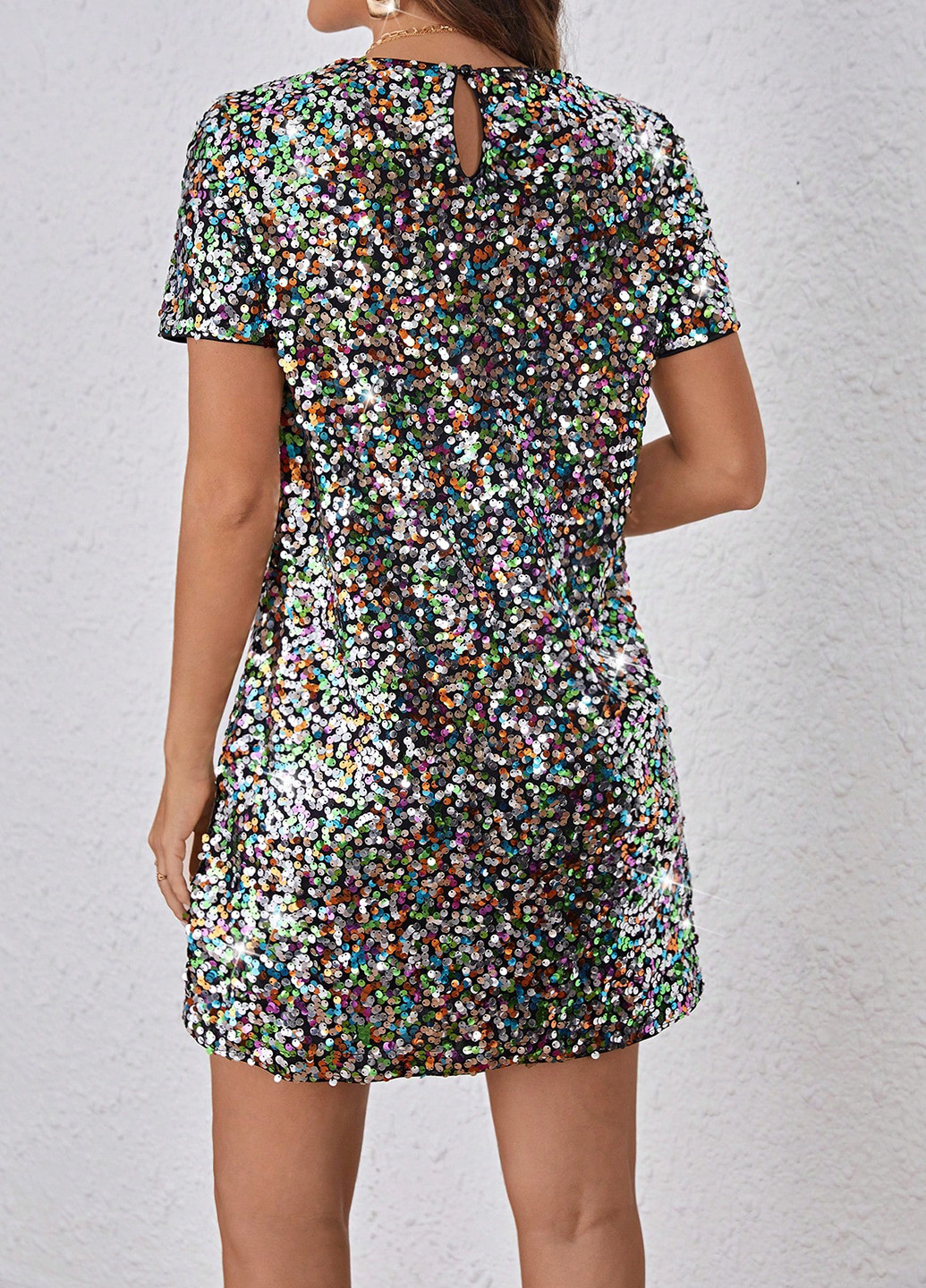 Комбінована коктейльна сукня а-силует SHEIN однотонна