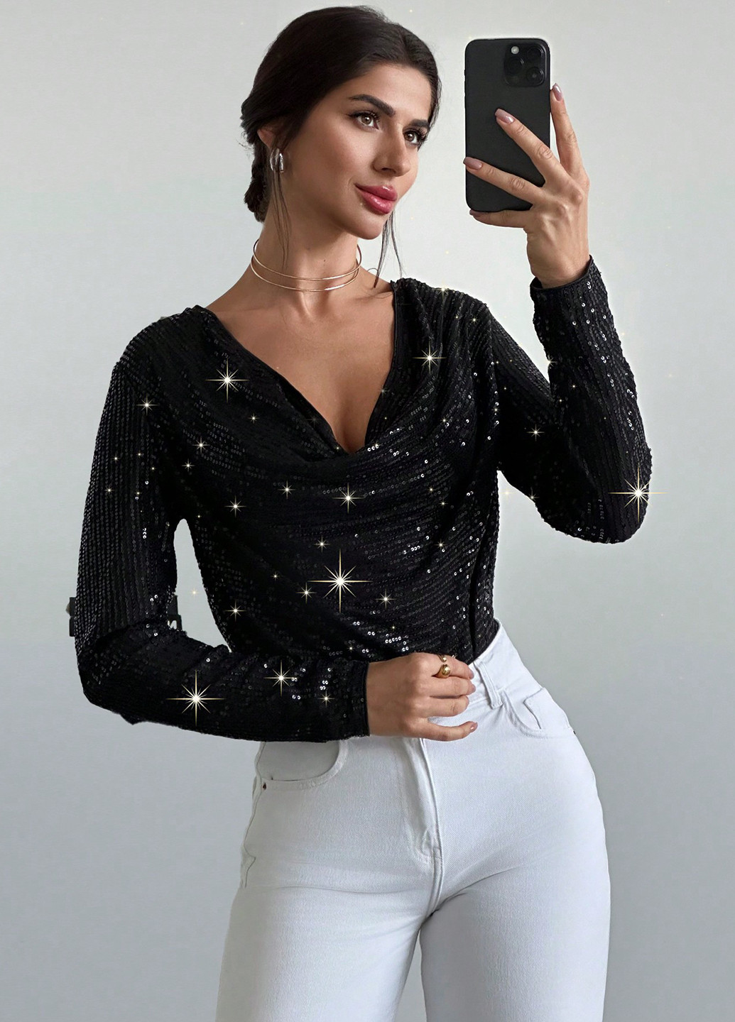 Чёрная блуза SHEIN