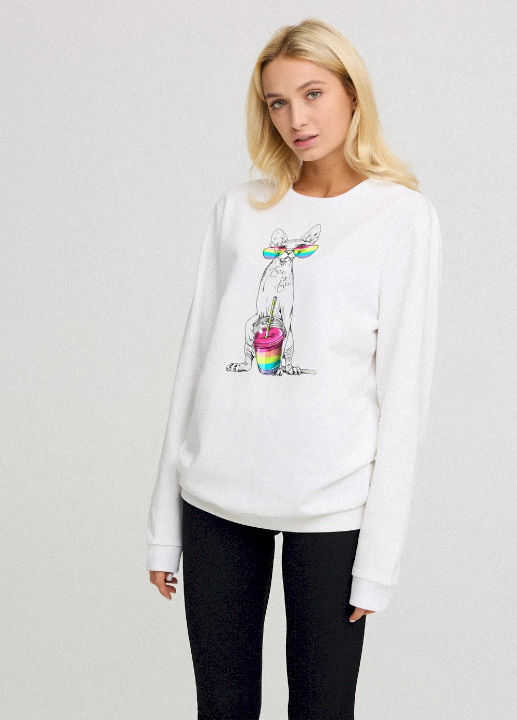 Белый світшот жіночий oversize /no flis/ YAPPI (254658822)