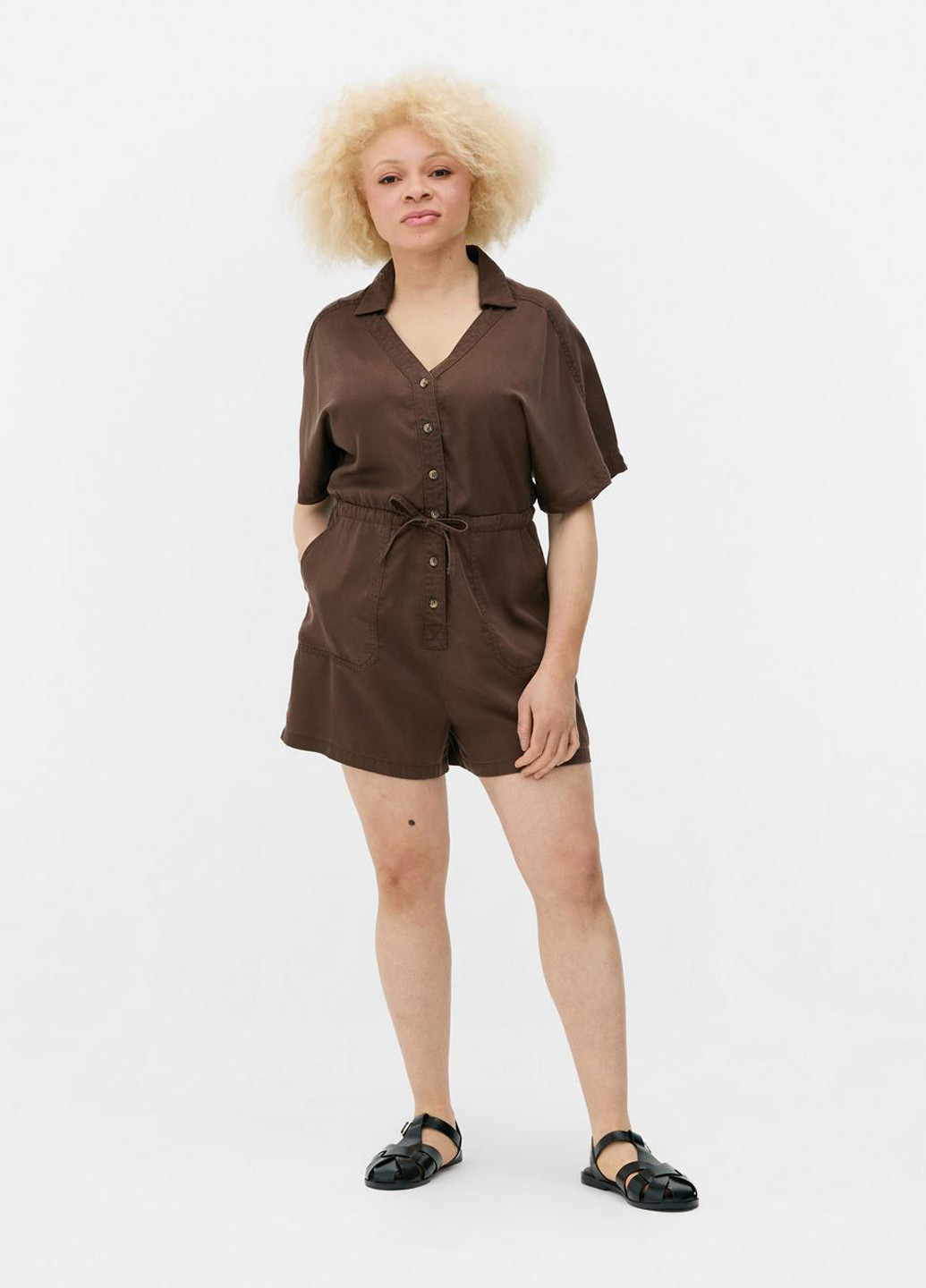 Комбінезон Primark комбінезон-шорти однотонний коричневий кежуал ліоцелл
