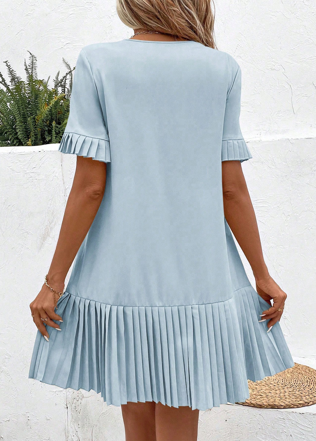 Світло-блакитна кежуал сукня а-силует SHEIN однотонна