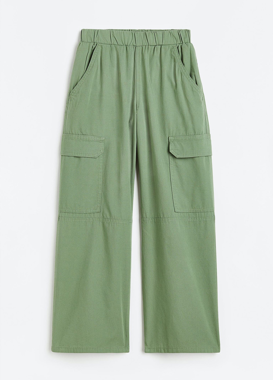 Зеленые кэжуал демисезонные клеш брюки H&M