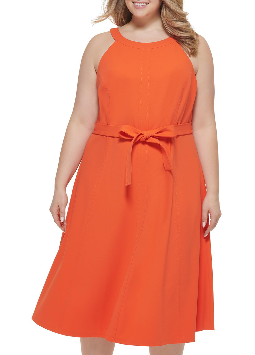 Оранжевое кэжуал платье клеш Tommy Hilfiger однотонное