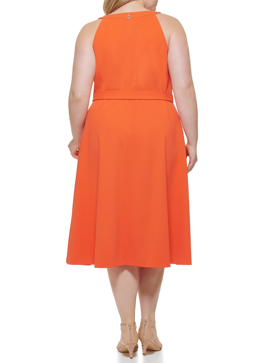 Оранжевое кэжуал платье клеш Tommy Hilfiger однотонное