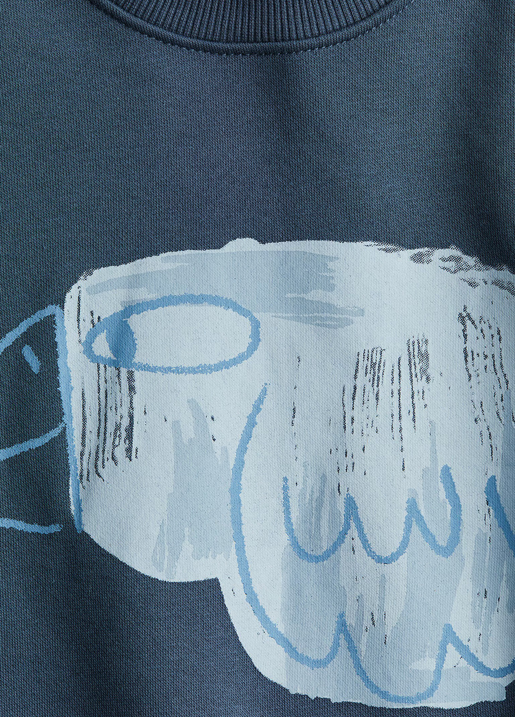 H&M свитшот рисунок темно-синий кэжуал хлопок, трикотаж с начесом