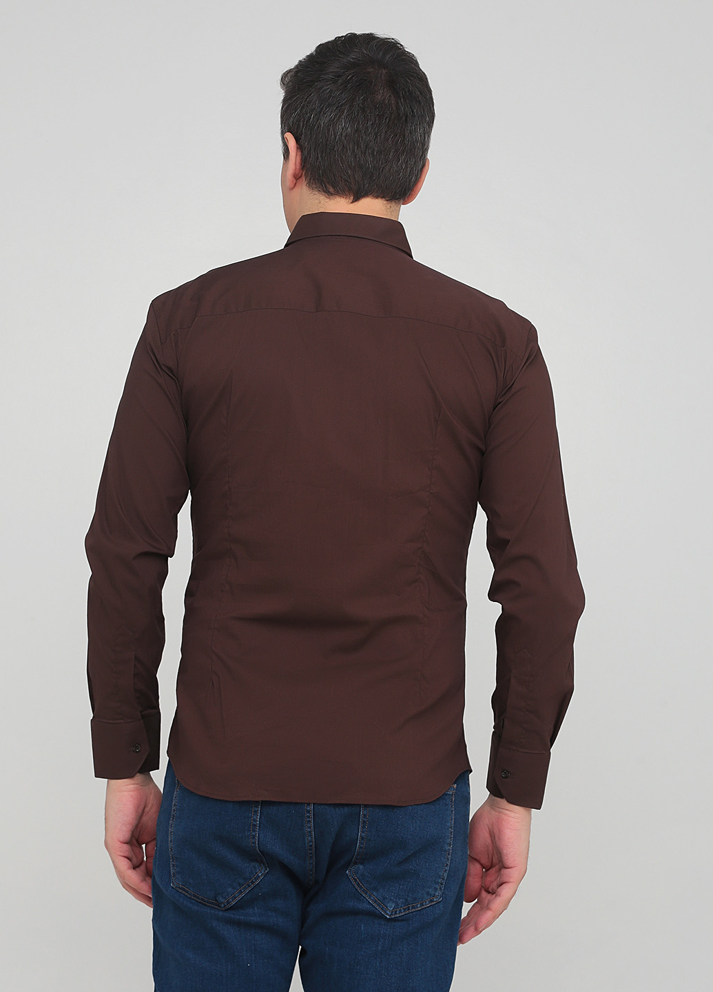 Темно-коричневая кэжуал рубашка однотонная Vking